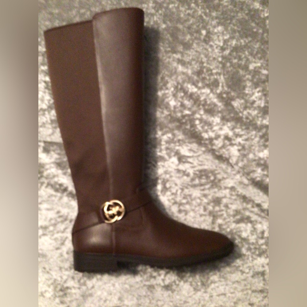 Coach Chocolate Over the Knee Boots with Gold Detail
